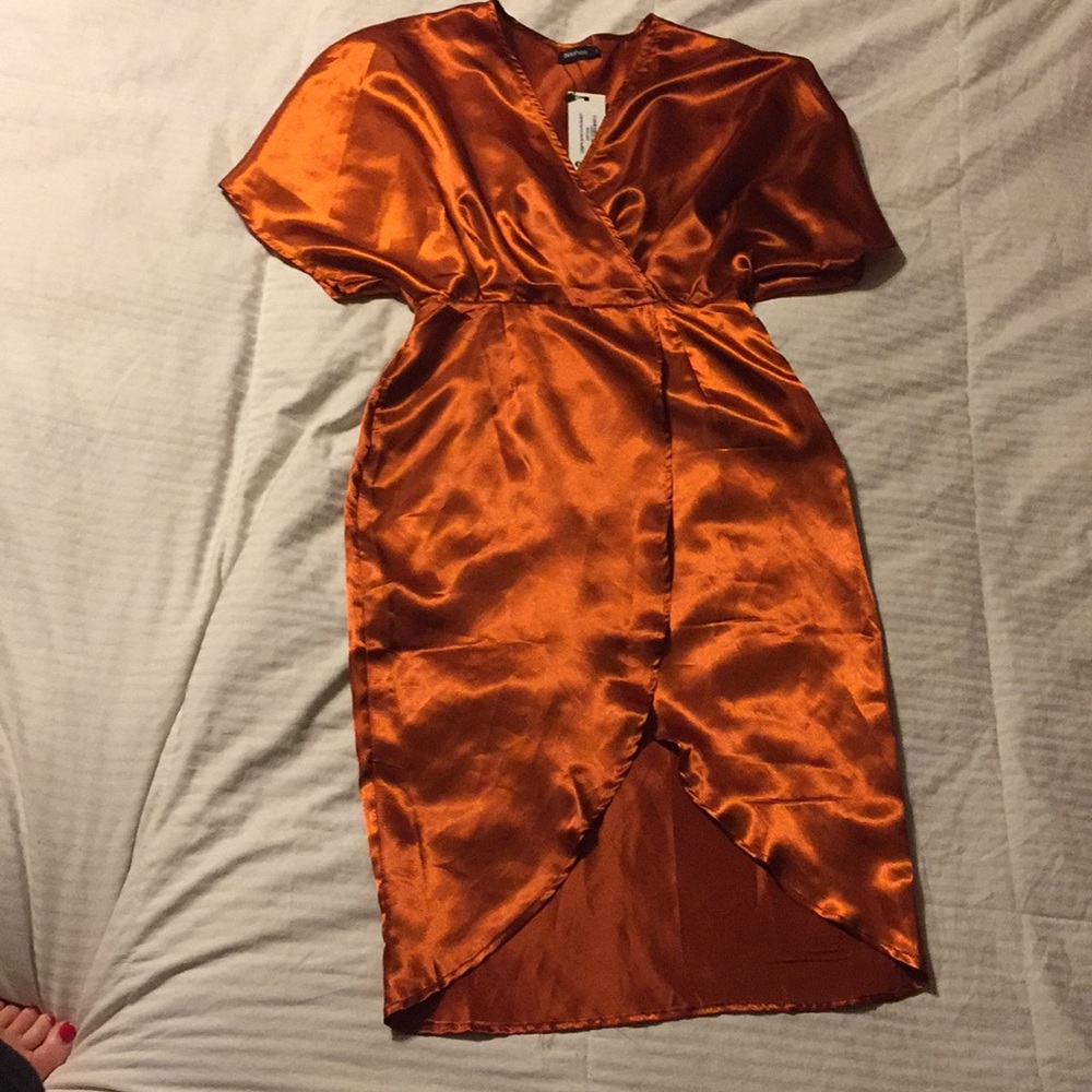 Rust colored satiny dress
